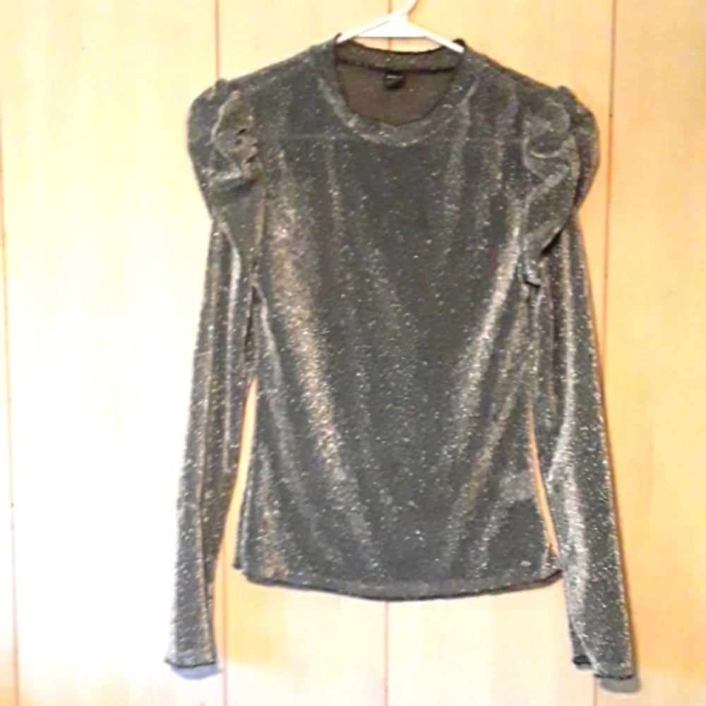 Long sleeve blingy sparkle cap sleeve shirt